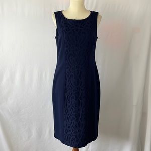 NWT Chico's Navy Blue Sleeveless Lydia Sheath Dress w/Lace Inset - Size Small